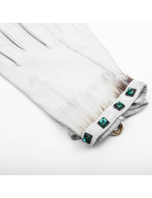 Gants HERMES T 6 1/5 en cuir d'agneau blanc Vintage