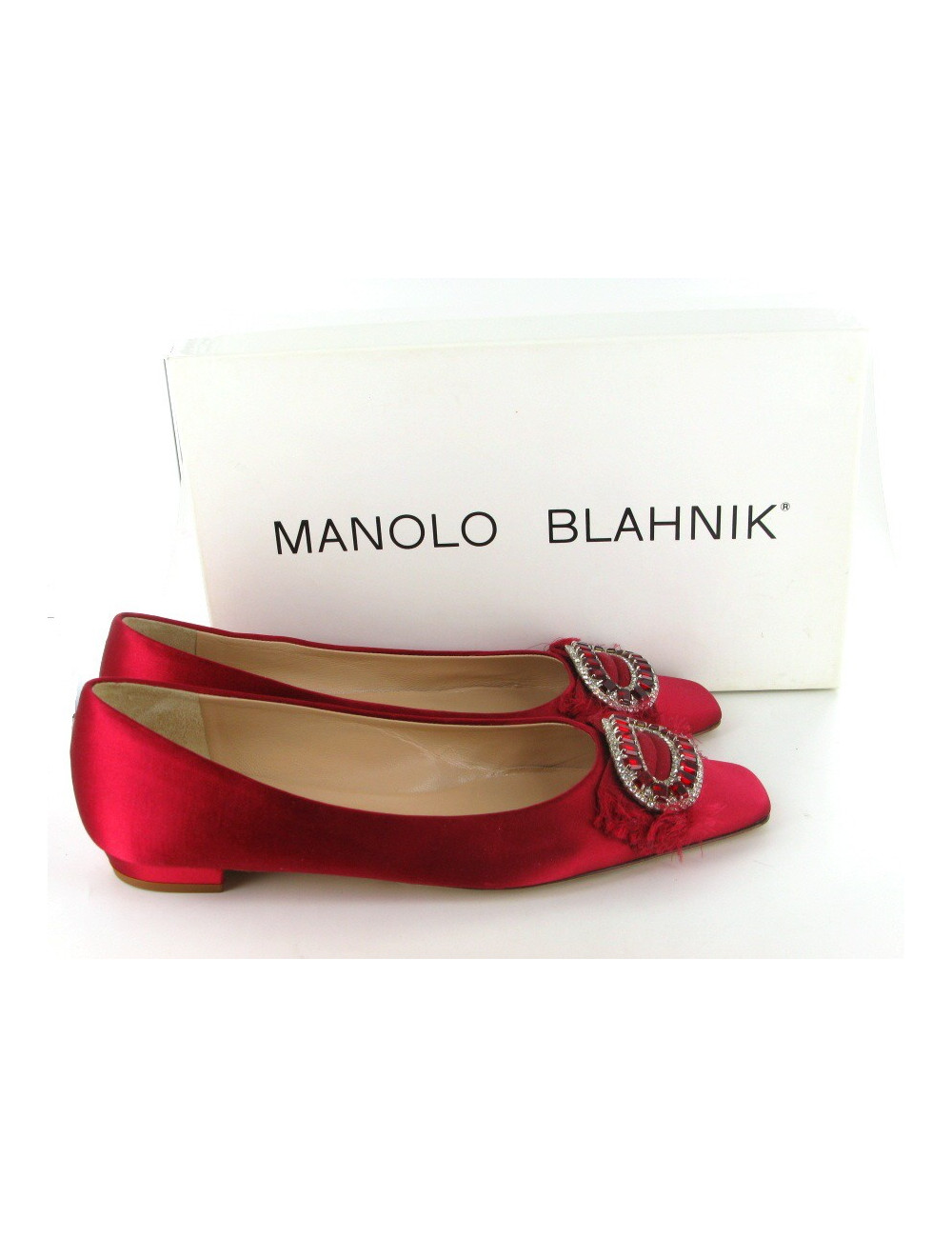 Ballerines MANOLO BLAHNK T37 en satin rose framboise