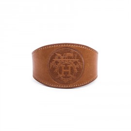 HERMES Bracelet in barénia gold smooth calfskin leather size L