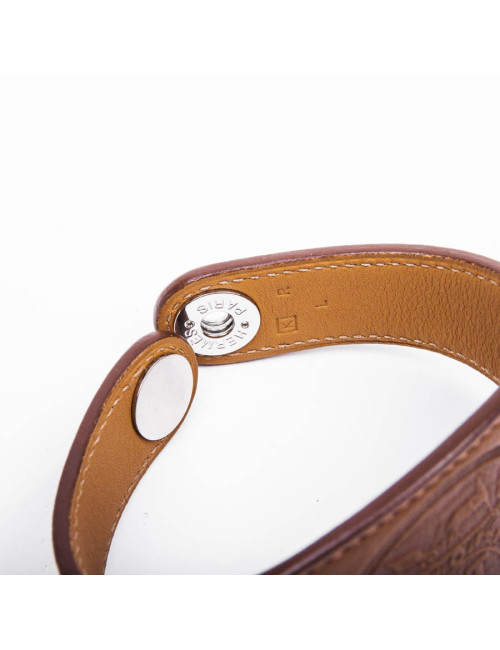 HERMES Bracelet in barénia gold smooth calfskin leather size L