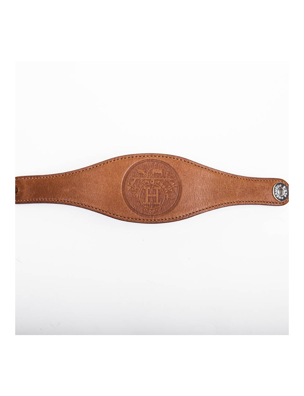 HERMES Bracelet in barénia gold smooth calfskin leather size L