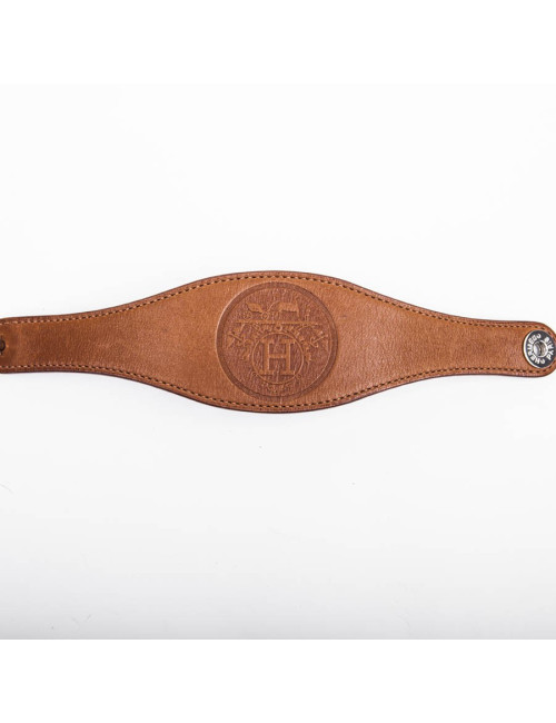 Bracelet HERMES en cuir veau barénia gold