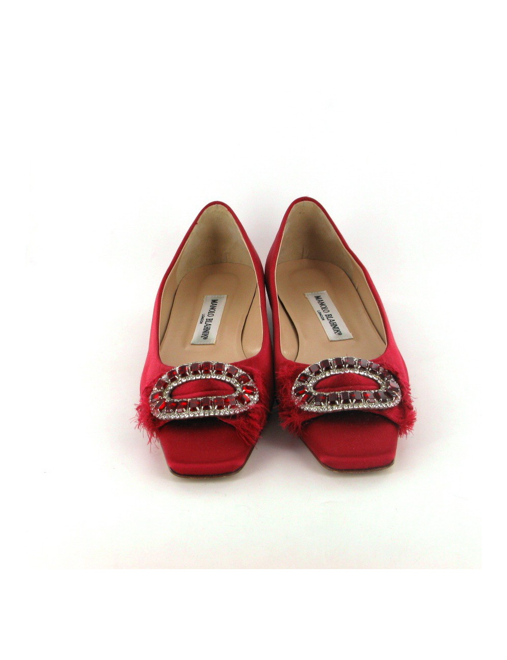 Ballerines MANOLO BLAHNK T37 en satin rose framboise