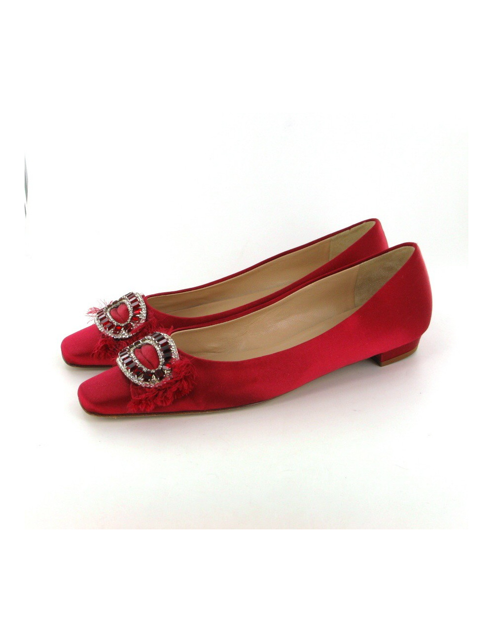 Ballerines MANOLO BLAHNK T37 en satin rose framboise