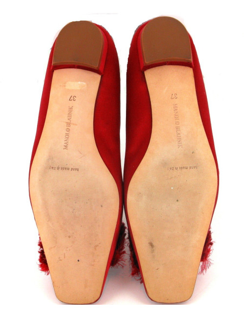 Ballerines MANOLO BLAHNK T37 en satin rose framboise