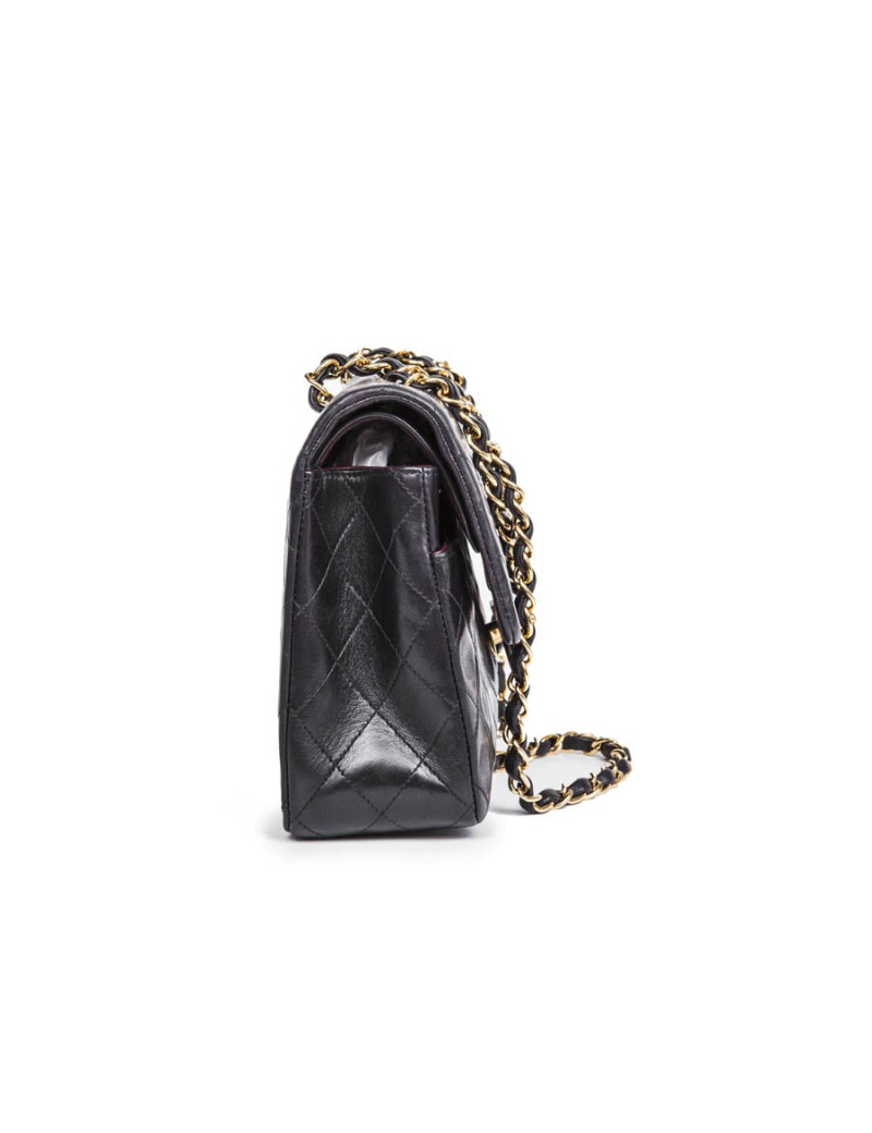 Sac timeless CHANEL en cuir d'agneau noir 