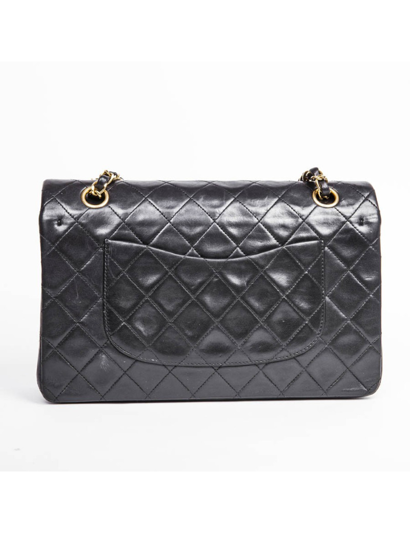 Sac timeless CHANEL en cuir d'agneau noir 