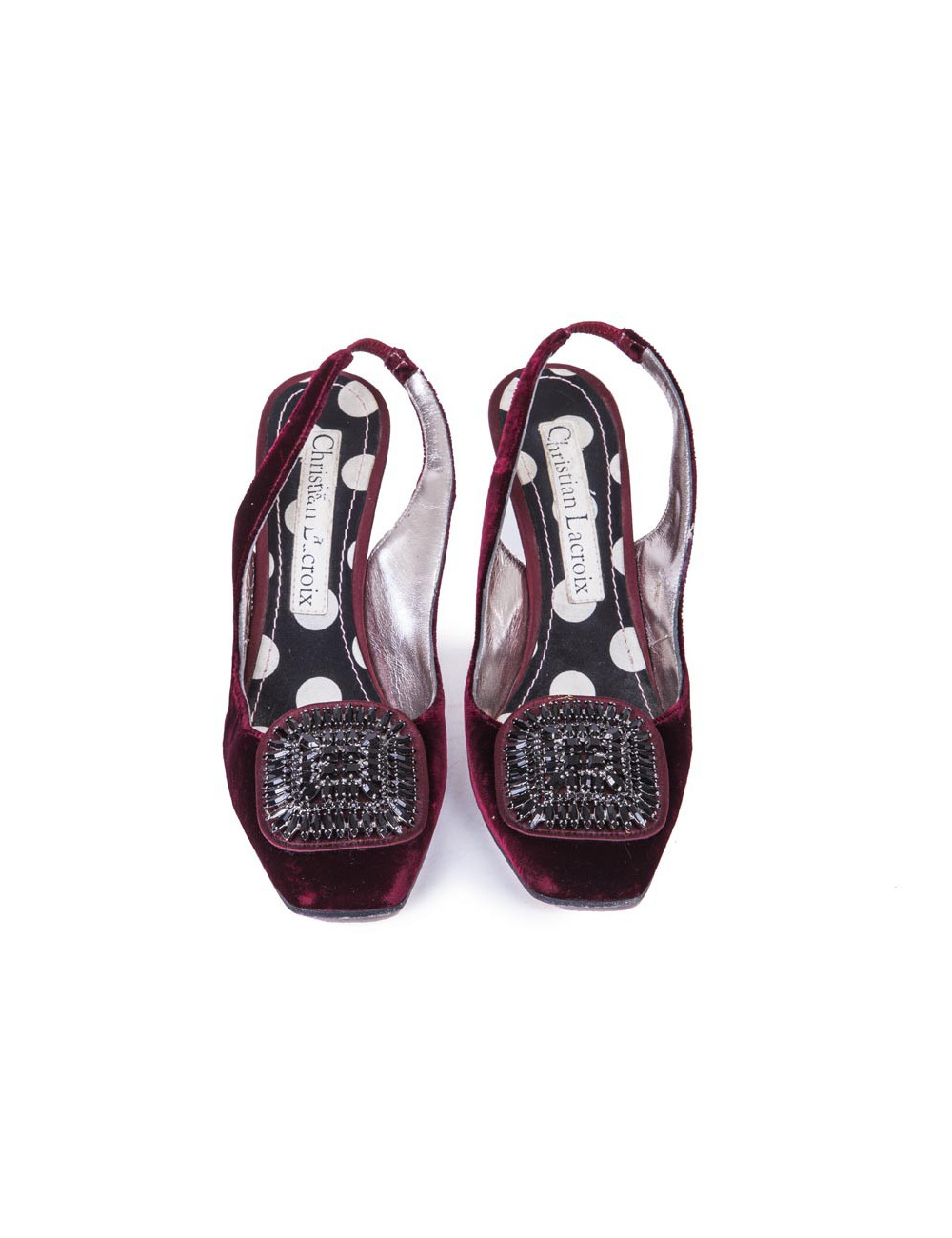 CHRISTIAN LACROIX high heel sandals Size 36.5FR in cardinal red velvet