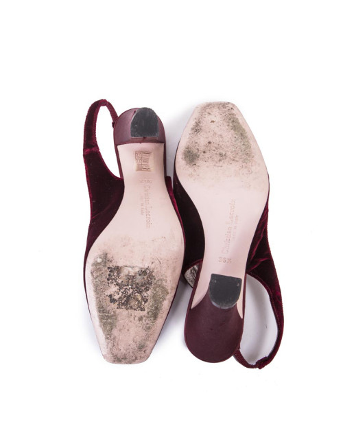 CHRISTIAN LACROIX high heel sandals Size 36.5FR in cardinal red velvet