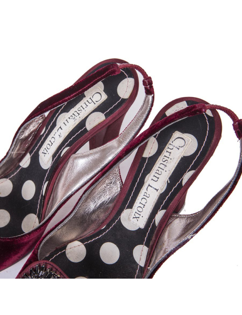 Sandales hautes  T36.5 CHRISTIAN LACROIX rouge cardinal 