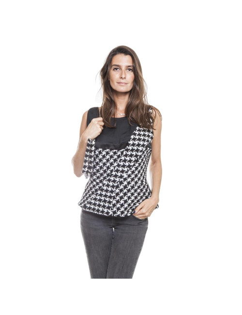 Haut et pochette assortie DIOR en tissu pied de poule 