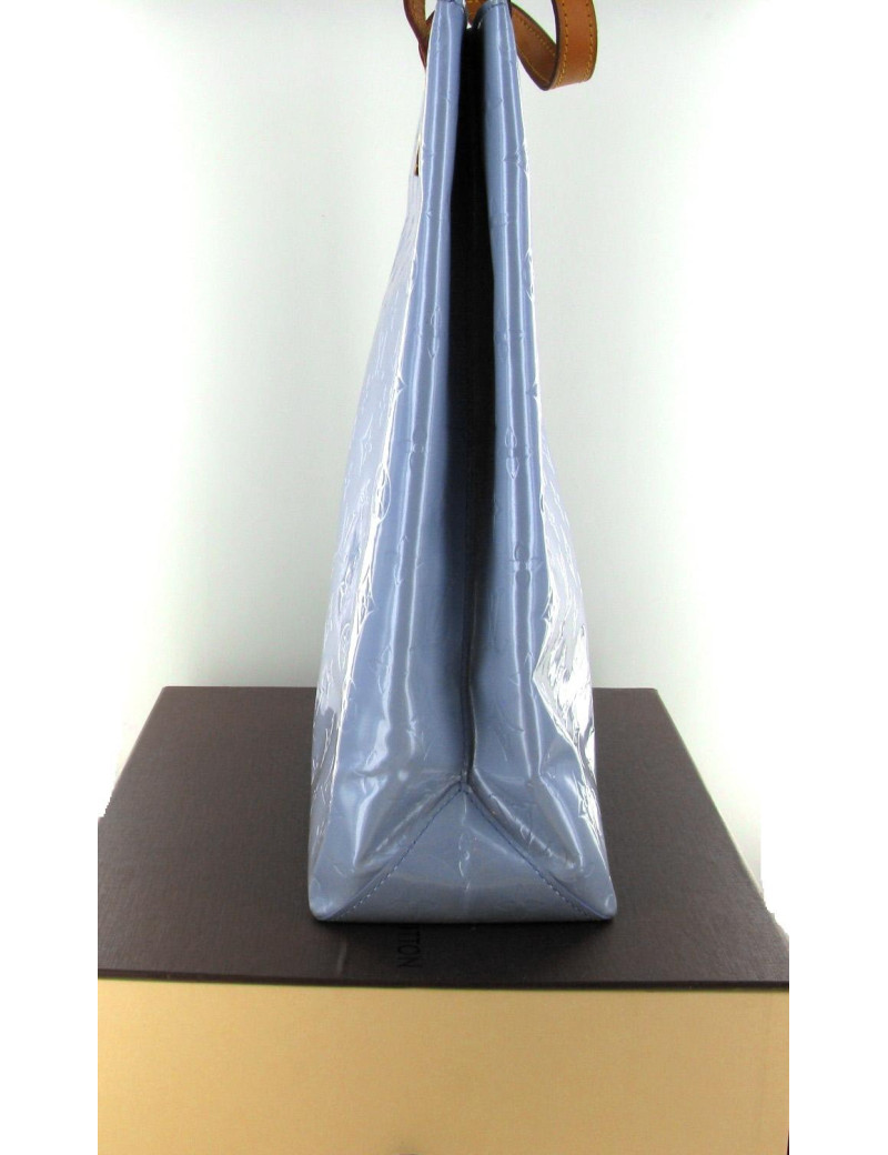 Sac cabas LV "MEZZO" en cuir verni bleu ciel monogramme.