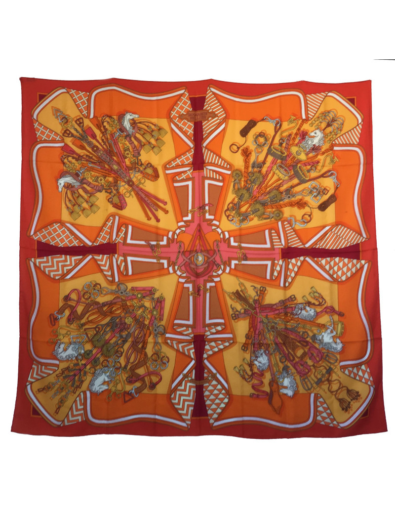 HERMES 'Bouquets Sellier' shawl in multicolored cashmere and silk