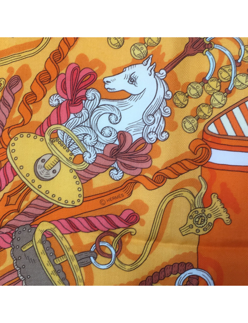 HERMES 'Bouquets Sellier' shawl in multicolored cashmere and silk