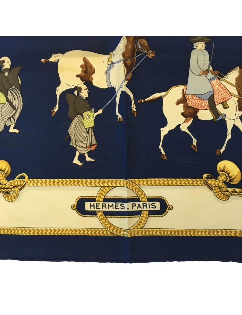 Carré HERMES 90 x 90 "Equitation japonaise"