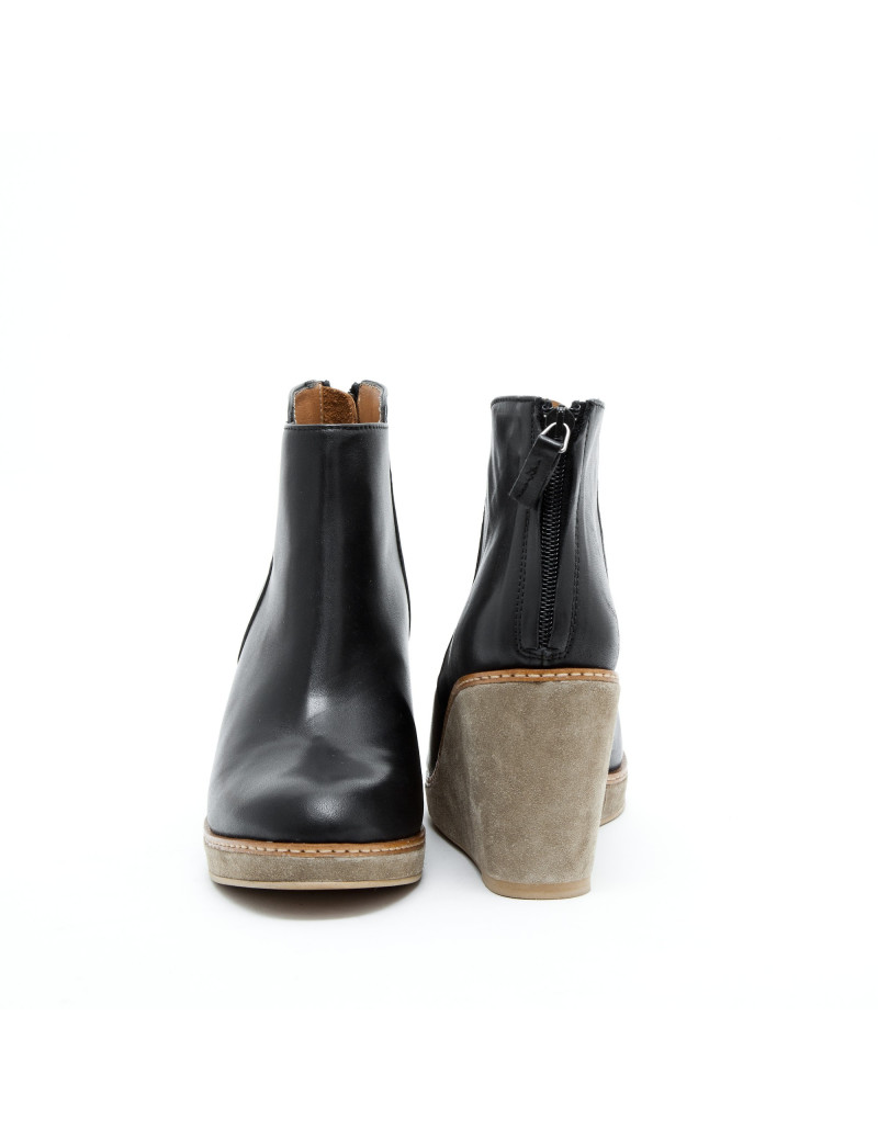 ANTHOLOGY Paris ankle Boots in black leather and beige suede size 38FR