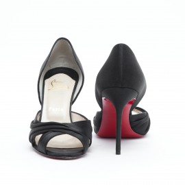 CHRISTIAN LOUBOUTIN black silk satin heels Size 38,5FR
