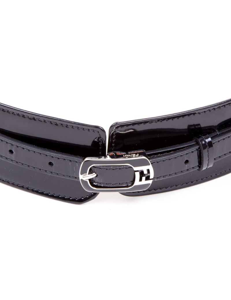 Ceinture FENDI cuir verni noir