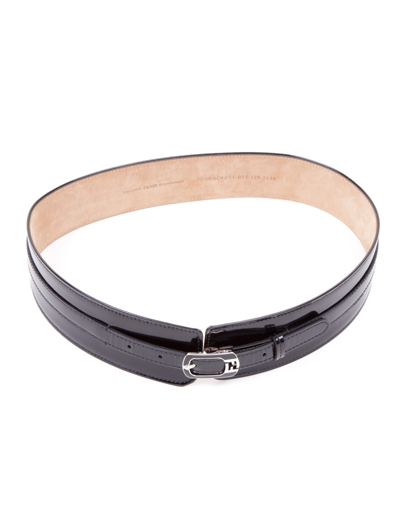 Ceinture FENDI cuir verni noir