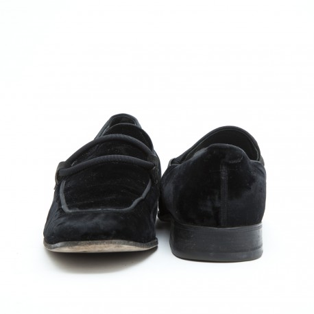YVES SAINT LAURENT moccasins in black velvet size 44.5FR