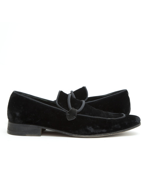 YVES SAINT LAURENT moccasins in black velvet size 44.5FR