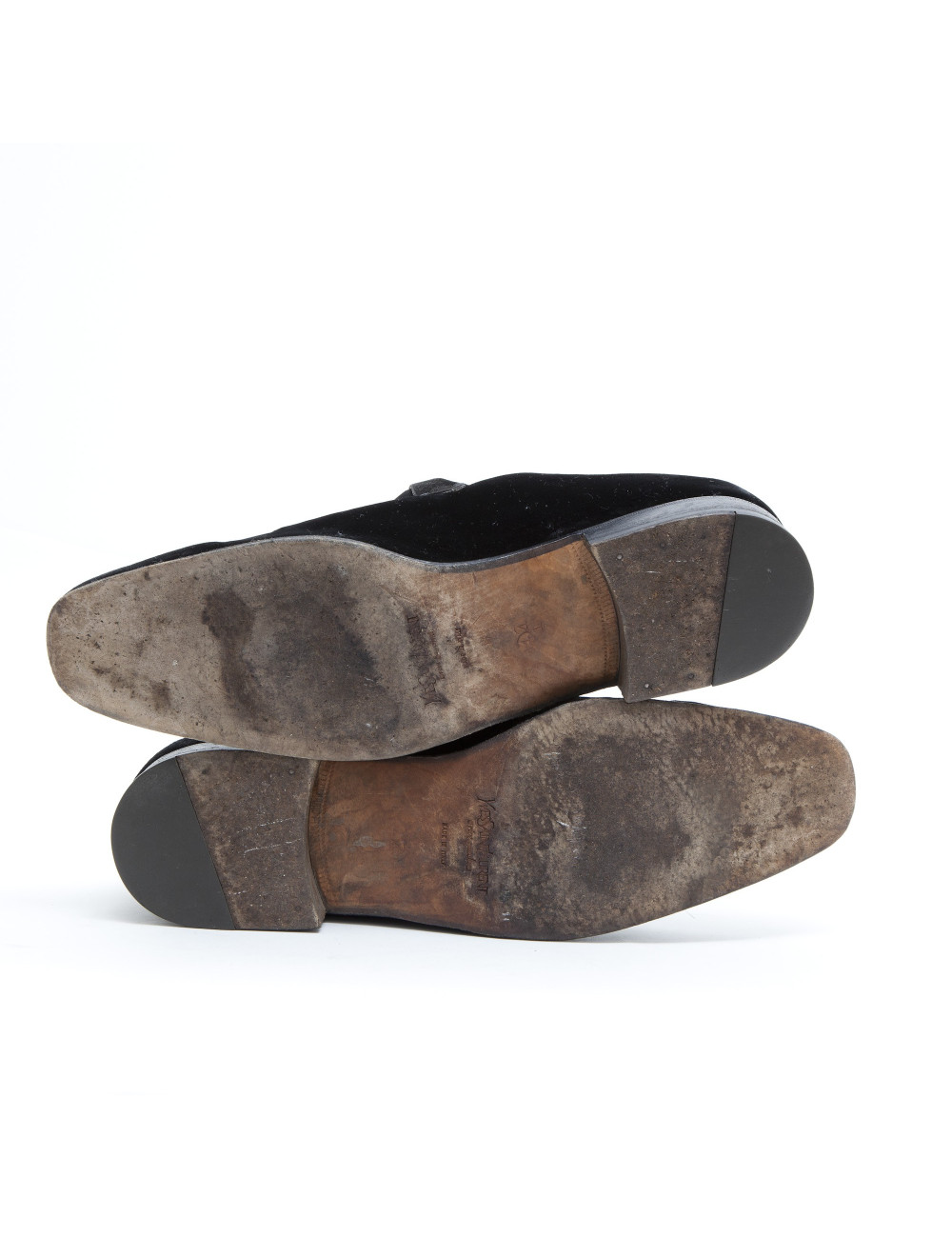 YVES SAINT LAURENT moccasins in black velvet size 44.5FR