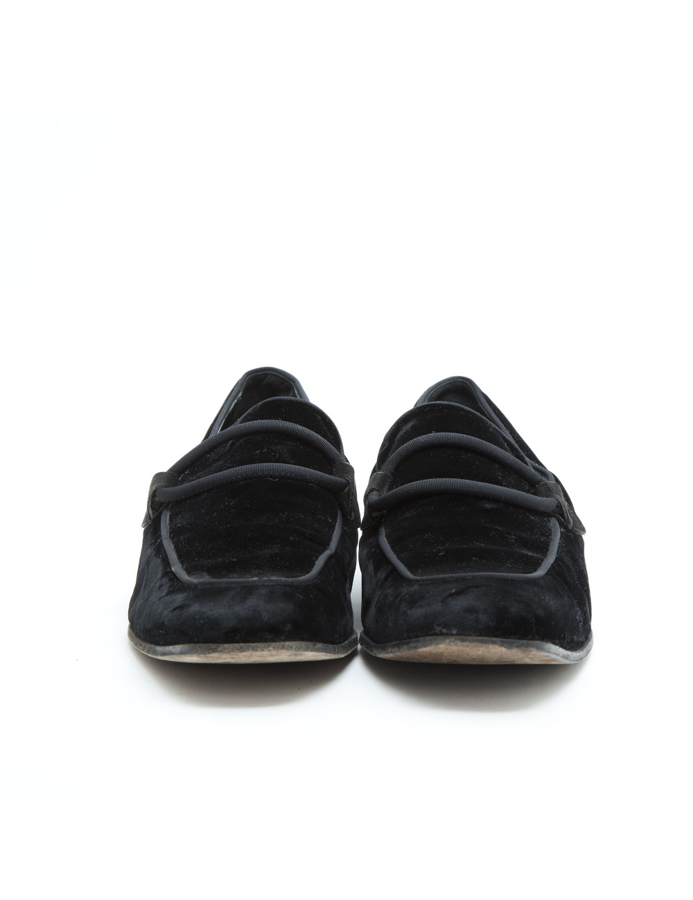 YVES SAINT LAURENT moccasins in black velvet size 44.5FR