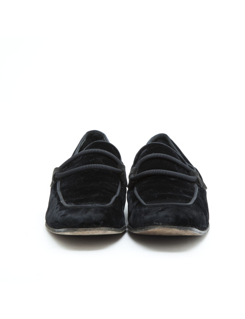 YVES SAINT LAURENT moccasins in black velvet size 44.5FR