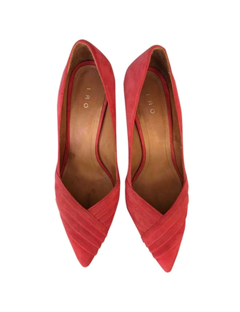 Escarpins IRO T39 daim rouge coquelicot