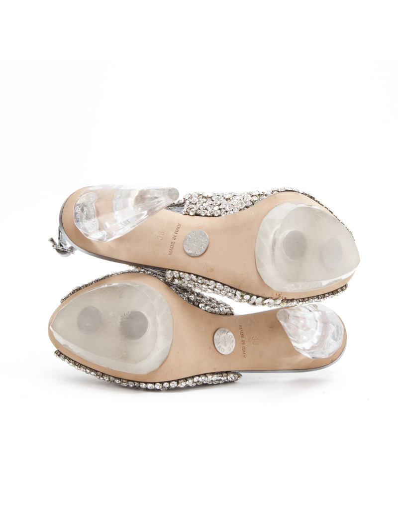 LORIS AZZARO high heel sandals set with swarovski rhinestones and transparent plexi