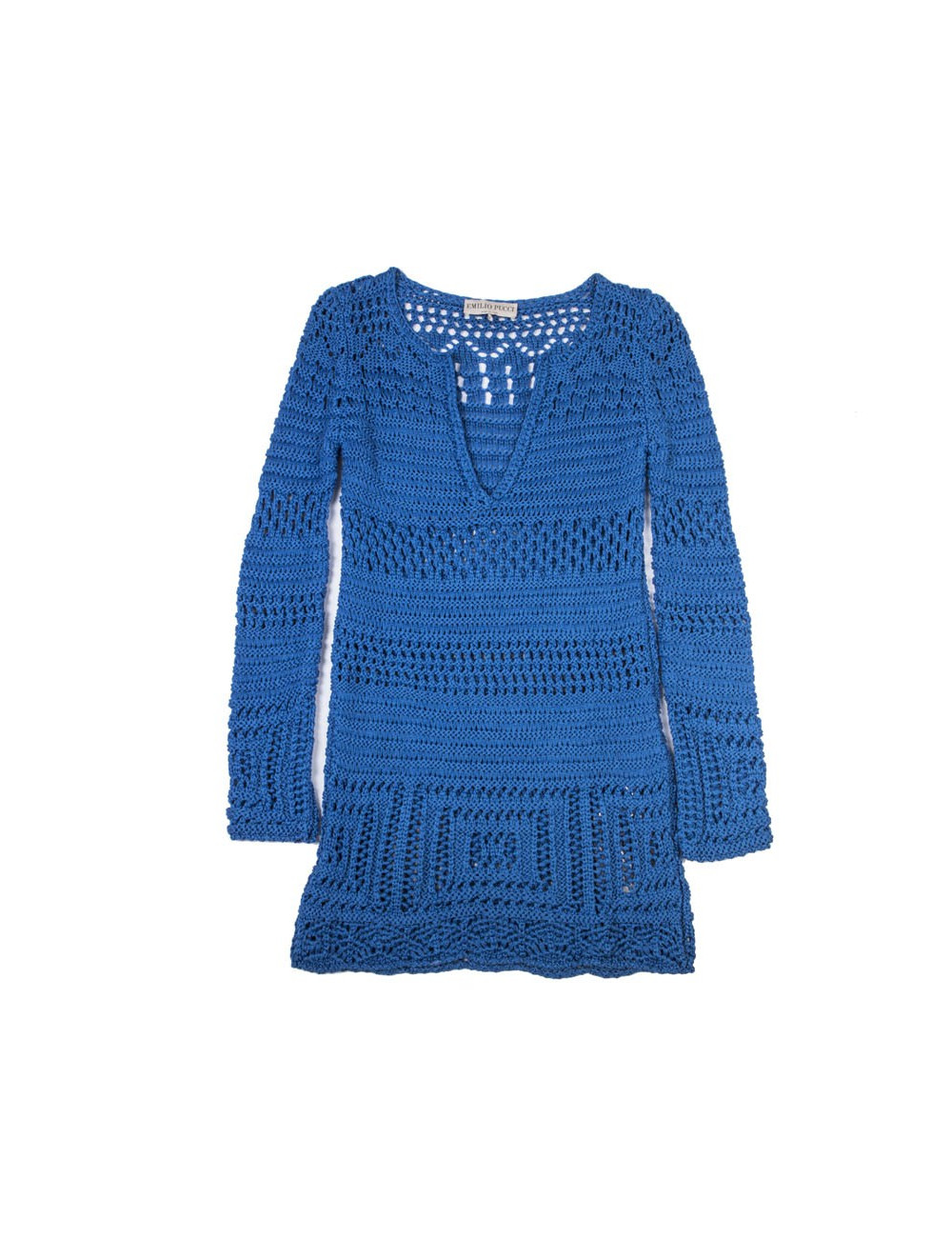 Tunique EMILIO PUCCI  T S  en crochet bleu