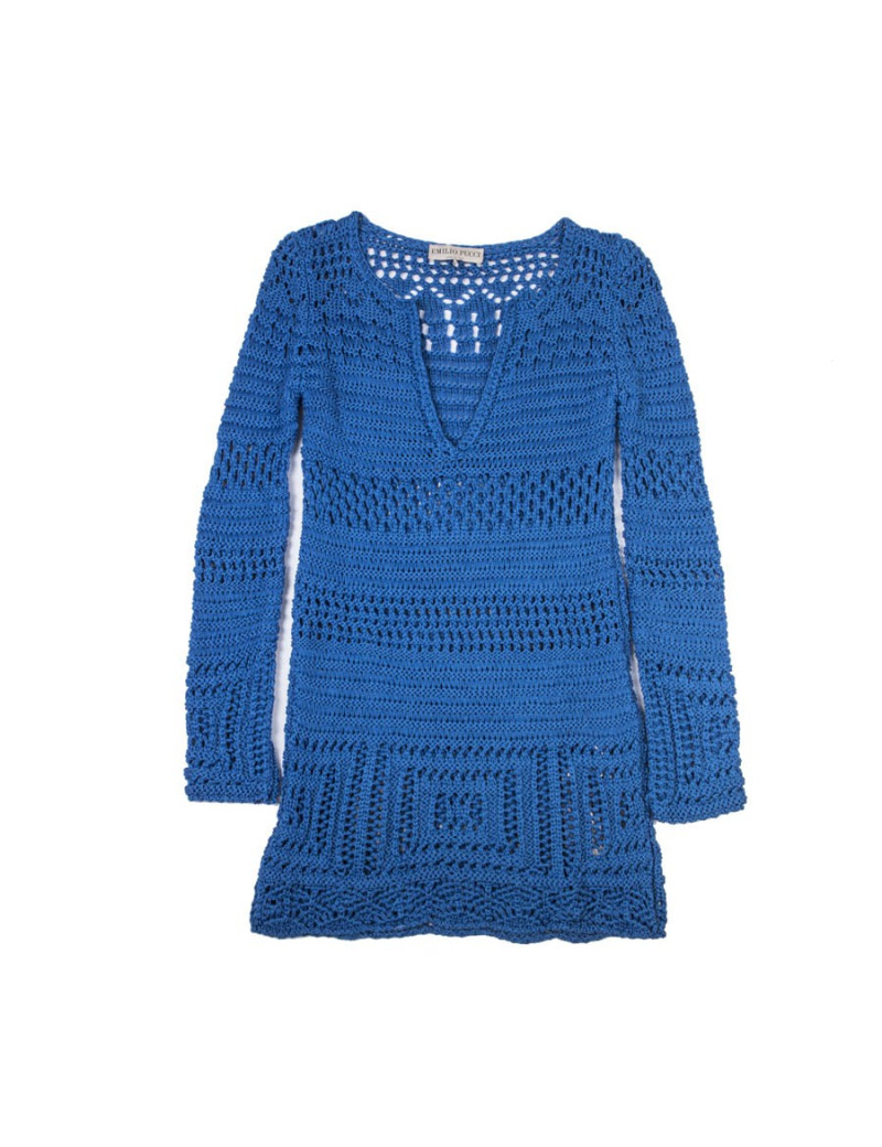 Tunique EMILIO PUCCI  T S  en crrochet bleu