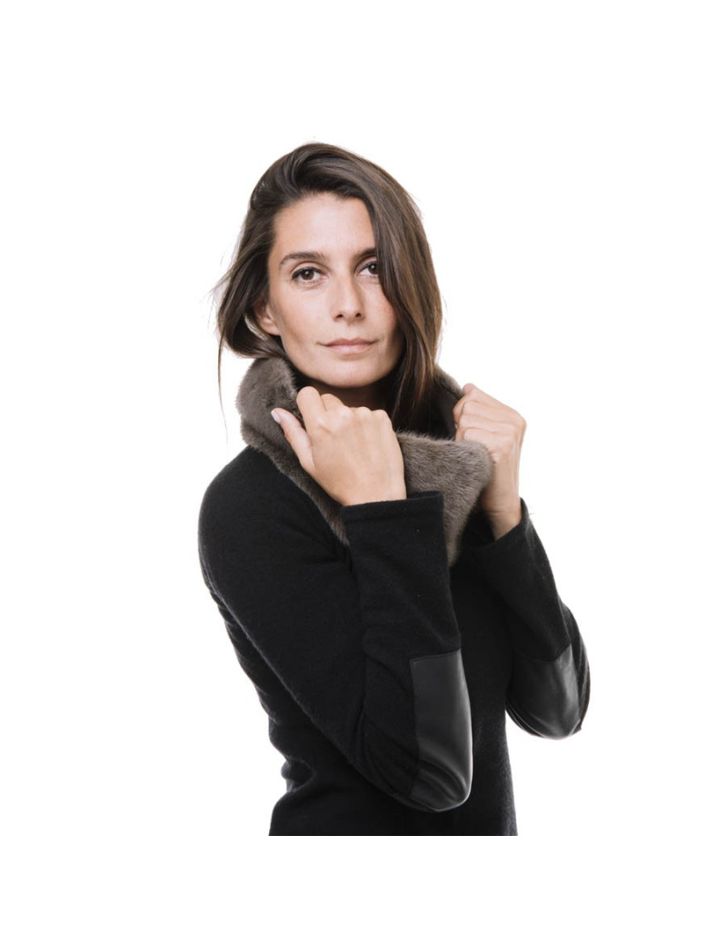 N8 round neck in taupe color mink