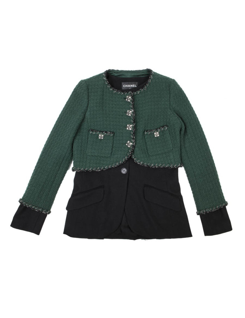 Double Veste CHANEL vert et noir T36