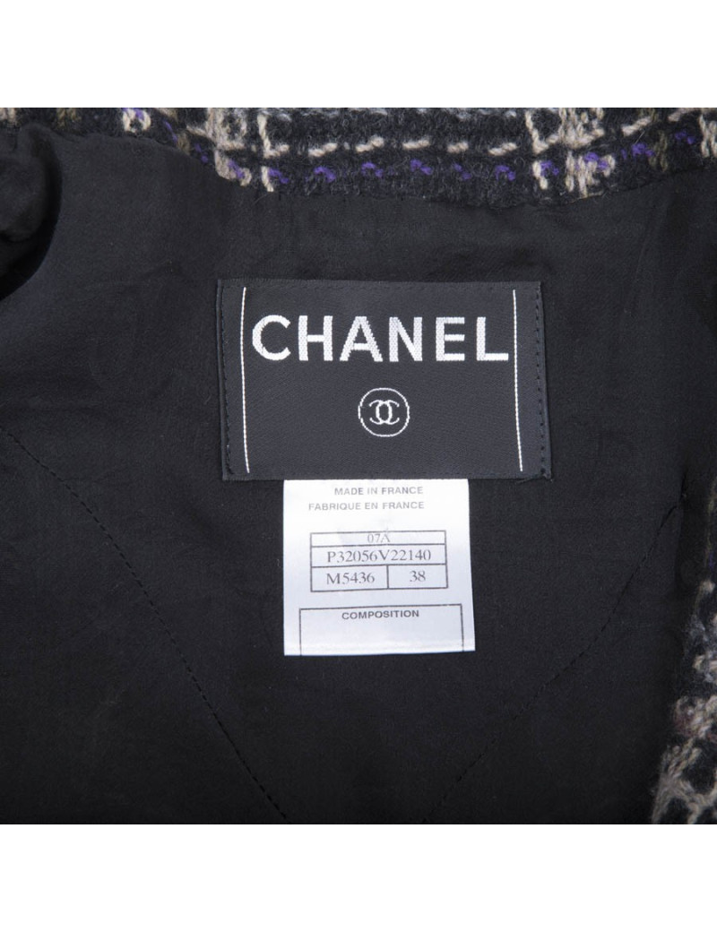 Veste CHANEL T38  en tweed a carreaux 