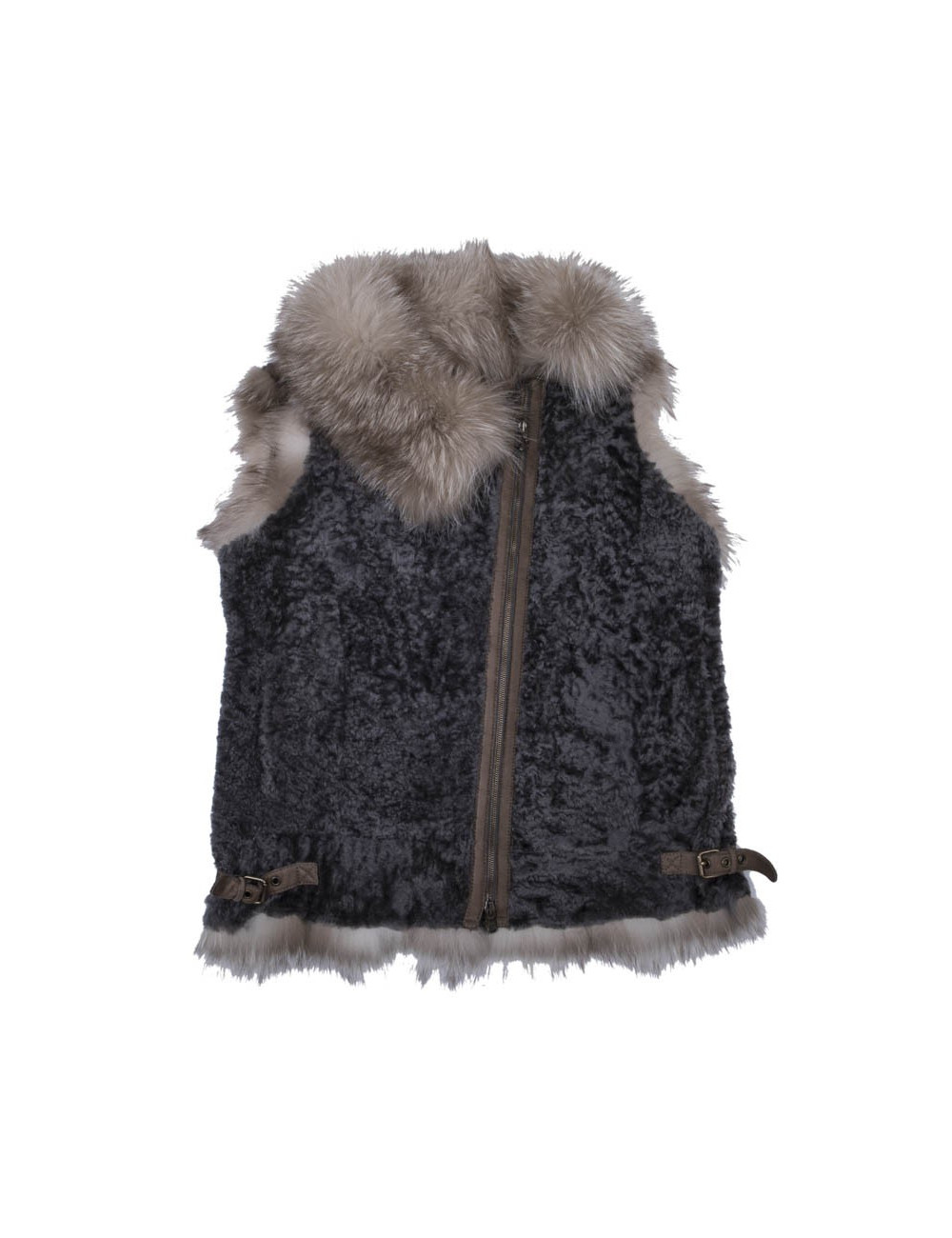 Gilet BRUNELLO CUCINELLI mouton retourné et renard