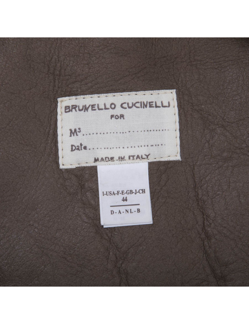 BRUNELLO CUCINELLI sleeveless jack in gray sheepskin and fox fur 44IT/40FR