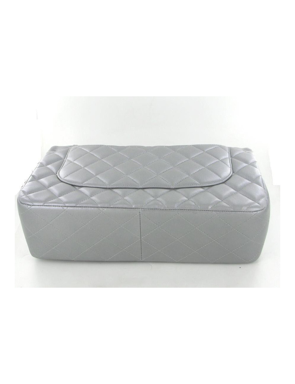 Jumbo CHANEL en cuir gris matalisé