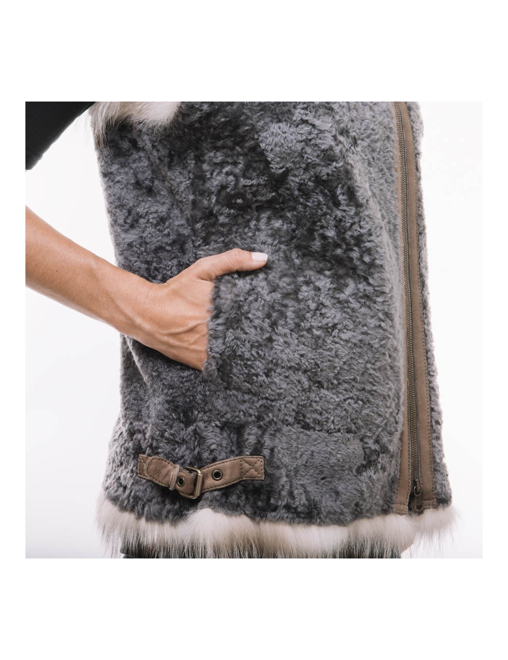 Gilet BRUNELLO CUCINELLI mouton retourné et renard