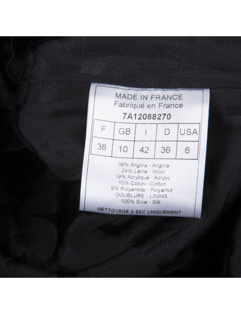 CHRISTIAN DIOR coat in grey and black angora and wool size 38FR