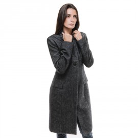 CHRISTIAN DIOR coat in grey and black angora and wool size 38FR