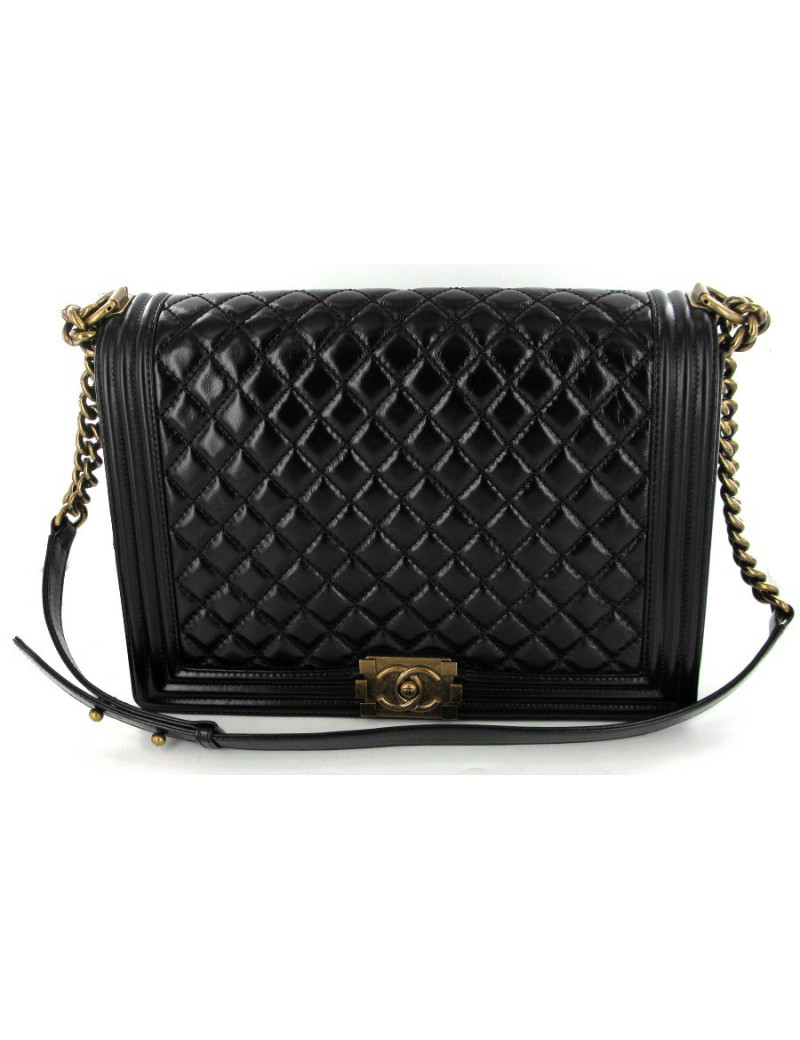 Boy GM en cuir noir brillant veilli