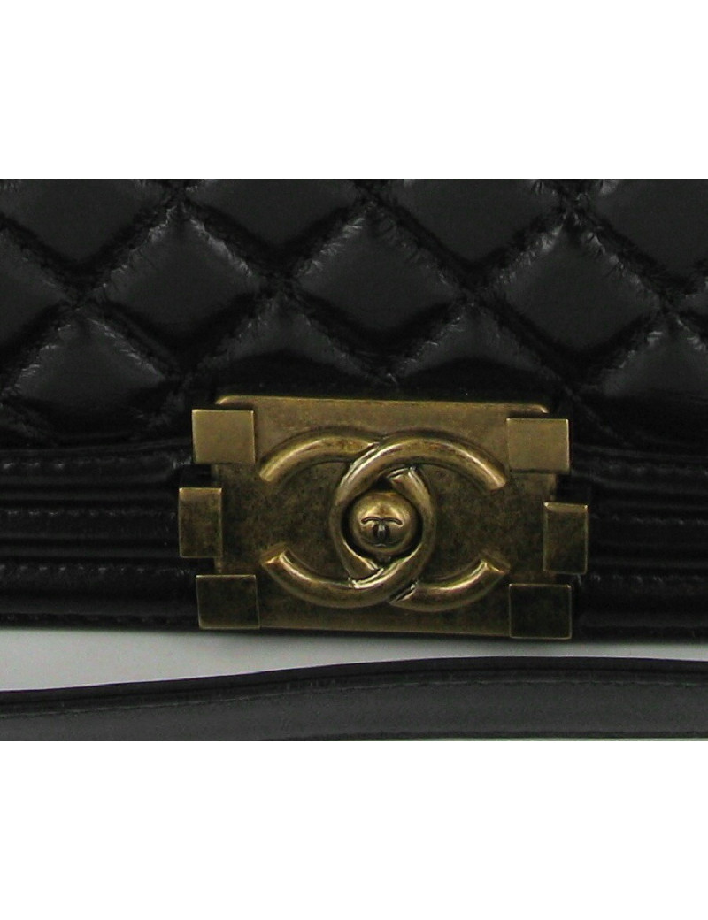 Boy GM en cuir noir brillant veilli