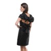 YVES SAINT LAURENT short sleeveless dress in black damask silk size 36