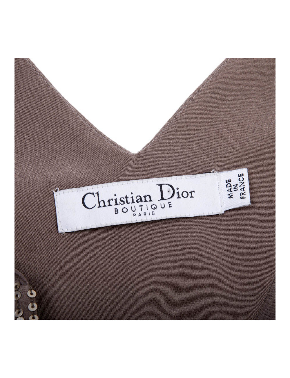 CHRISTIAN DIOR cocktail dress in taupe color silk size 38FR