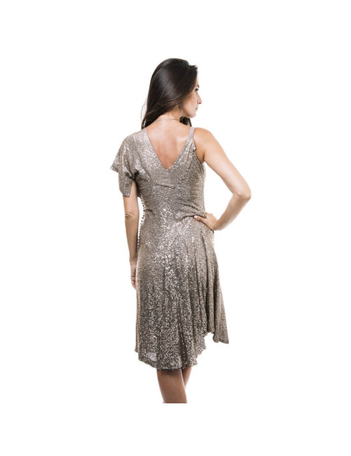 CHRISTIAN DIOR cocktail dress in taupe color silk size 38FR