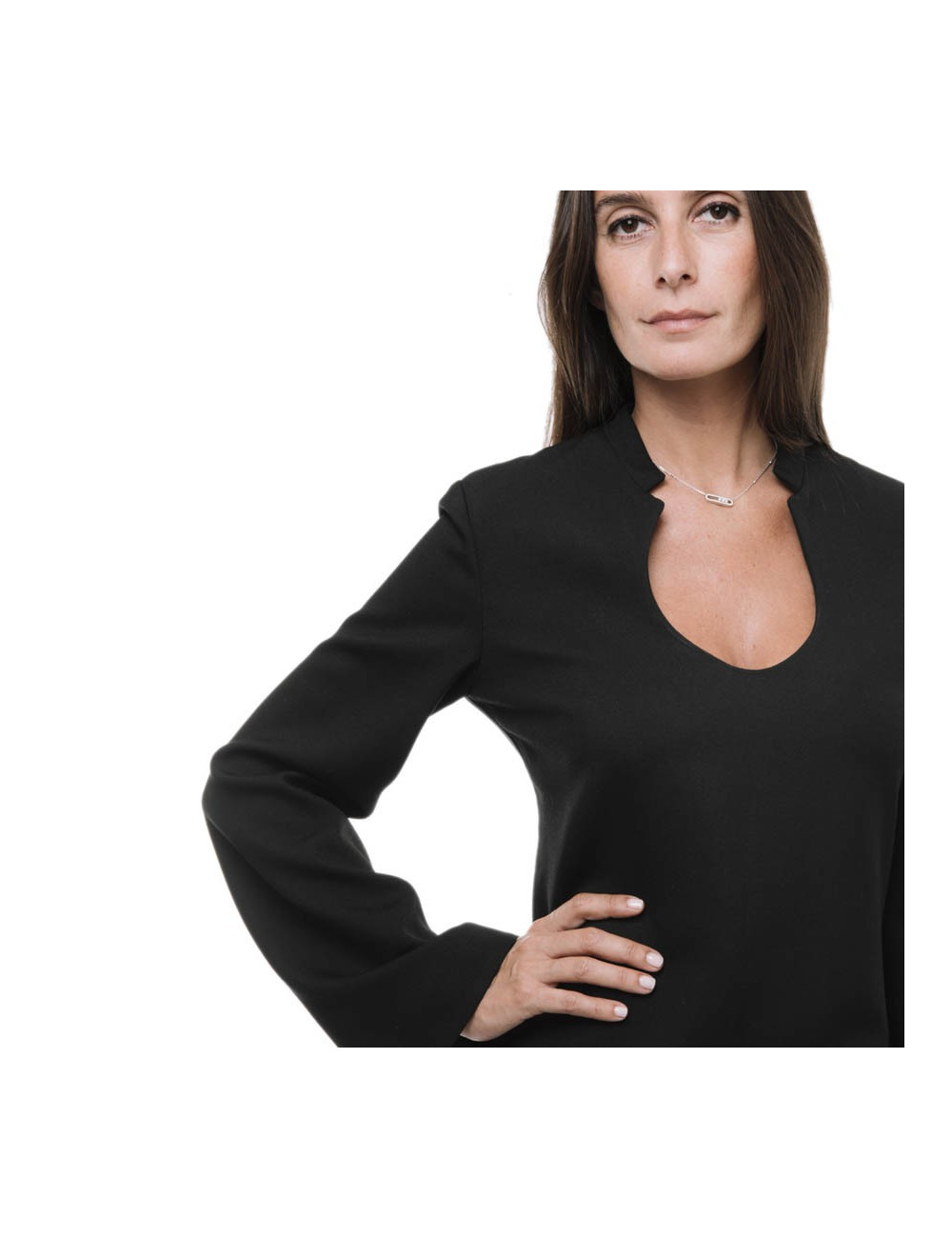 YVES SAINT LAURENT short black dress in wool size 38FR