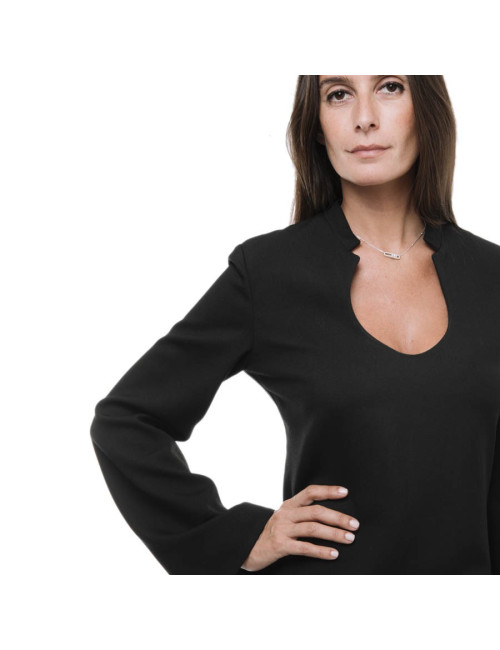 YVES SAINT LAURENT short black dress in wool size 38FR