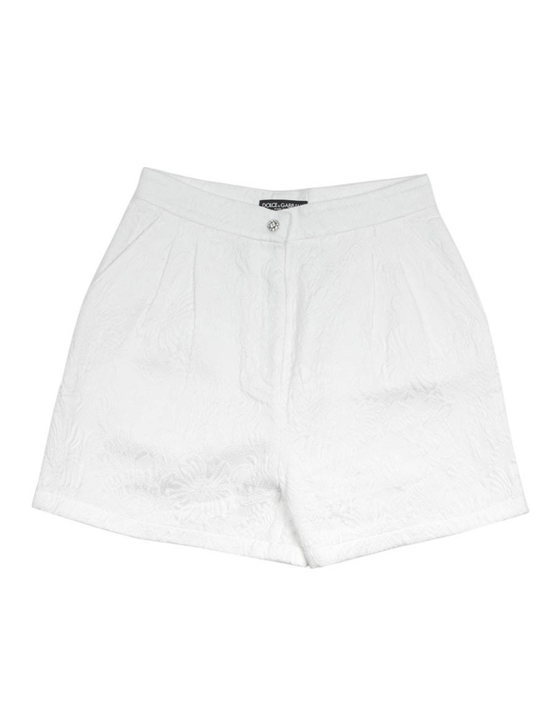 Short DOLCE & GABBANA T 40 IT en coton piqué fleurs blanc