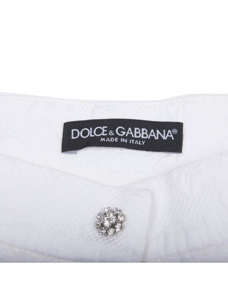 Short DOLCE & GABBANA T 40 IT en coton piqué fleurs blanc